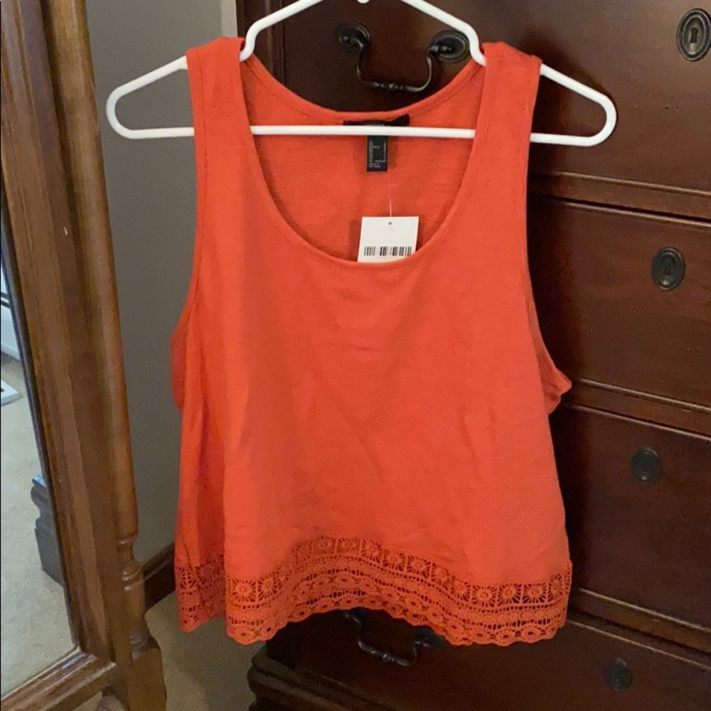 Tank with lace accent